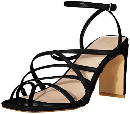 The Drop Avis Sandalias de Tacón Alto de Tira con Punta Cuadrada, Negro, 35