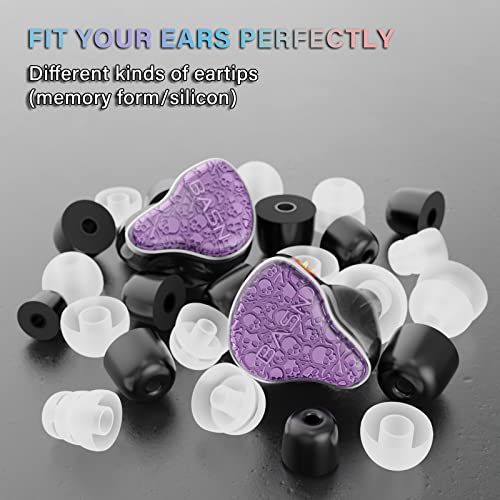 Image of BASN Bmaster5 in Ear Monitors, 1DLC Diaphragm+4BA 5 Drivers IEM Earphones with Silver-Plated OFC Cable, Noise Isolation Wired Earbuds for Musicians (Purple)