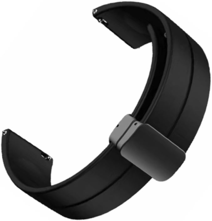 New Edition 22MM Magnetic Buckle Soft Silicone Sport Strap Band Compatible with Gionee StylFit GSW5 / Fastrack Revoltt FS1 / Garmin Fenix Chronos Smart Watch For Men Women (Black)
