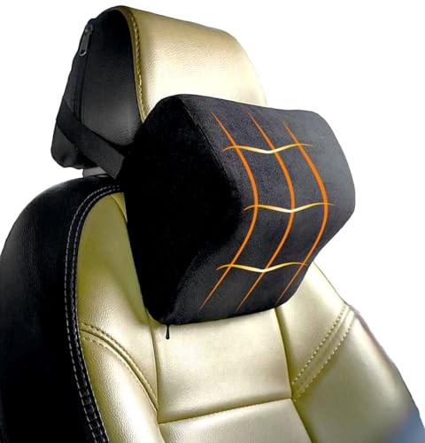 Image of PROTEGO Universal Memory Foam Car Neck Rest Pillow with Washable Velvet Cover | Relieves Neck Pain | Ergonomic Support Orthopedic Cushion Ultra Soft| For All Hatchback SUV Sedan Cars |Black (Standard)