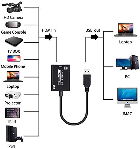 Image of SANCY 4K Video Capture Card, 4K HDMI USB 3.0 1080P Reliable Portable Video Converter for Game Streaming Live Broadcasts Video Recording