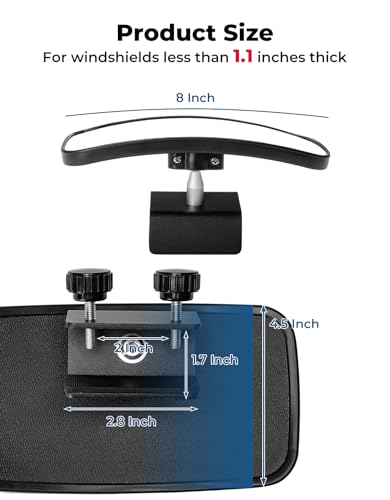 Image of KEMIMOTO Boat Rear View Mirror, Upgrade Marine Mirror with 300 Curved Surface, 4.5 inchx8 inch Boat Clamp Mirrors for Ski Boat Pontoon Boat Water Skiing Watercraft Surfing