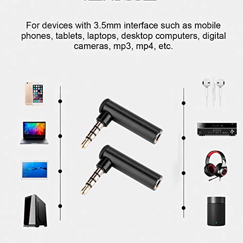Adaptador de audio macho a hembra 3.5mm ángulo recto 2 piezas miniatura 3