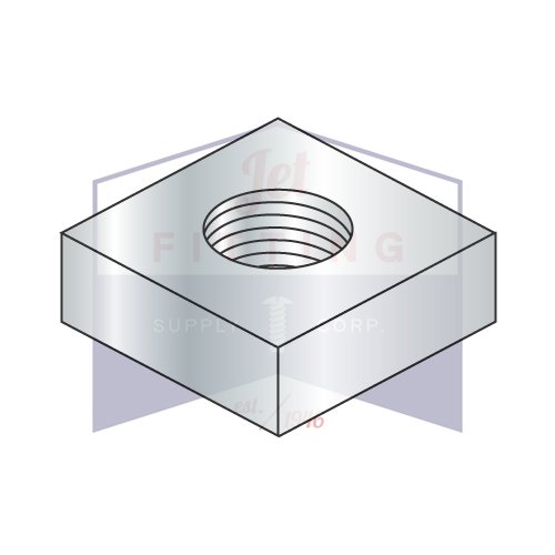 5/16-18 Square Machine Screw Nuts | Steel | Zinc Plated | Top and Bottom of Nuts are Flat, Not Chamfered (Quantity: 2000)