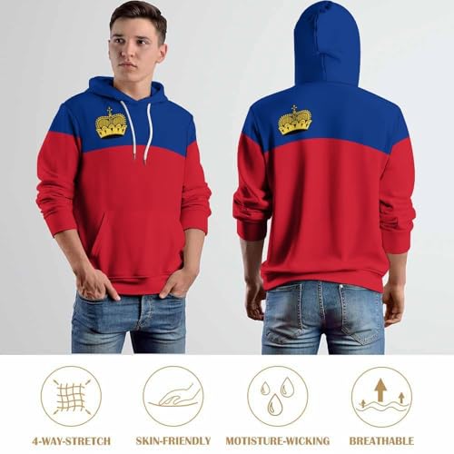 Sweat à capuche drapeau Liechtenstein unisexe coupe oversized décontractée