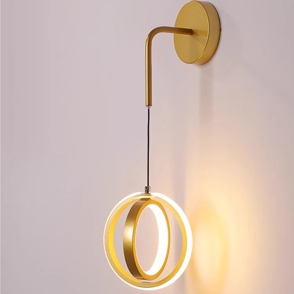 Wewnętrzna lampa ścienna LED, 20 W/2000 lm, nowoczesna lampa ścienna, złoty/czarny, 17 x 17 cm, wysokość 50 cm, sterowanie dotykowe, salon, jadalnia, sypialnia