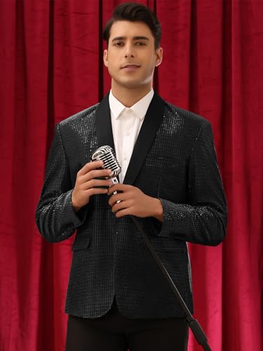 Lars Amadeus Metallic Tuxedo for Men's Shawl Lapel Wedding Dinner Prom Shiny Blazer2