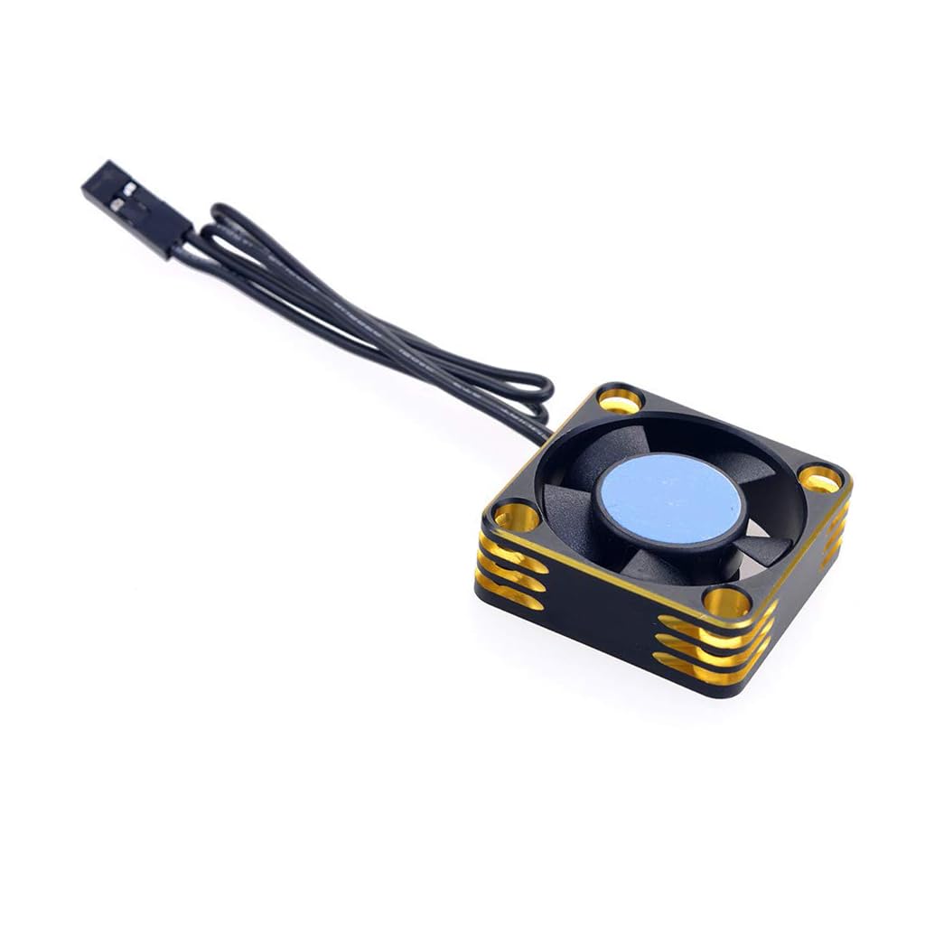 Unifizz Black-Golden 540 550 Motor Fan Replace Rocket 30x30mm Aluminum 28000RPM Motor Cooling Fan for 1/8 1/10 1/12 RC Car Universal 30mm Heat Dissipation Metal Fan