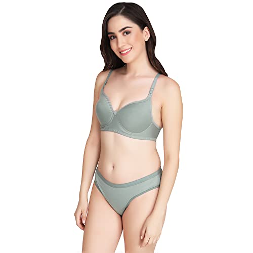 Image of Non Padded Bra Panty Set - Made of Pure Cotton Full Coverage Non Wired Seamless Pushup Soft Cup for T-Shirt Saree Dress Sports Garment for Daily Use Everyday