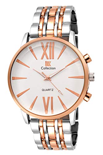 IIK COLLECTION Watches for Men Round Numerical Dial |Analogue Quartz Movemnet Mens Watch|Long Battery Life|Stainless Steel Adjustable Bracelet Chain Strap With Long Lasting Polish|Double Lock Clasp Safety Watches for boys