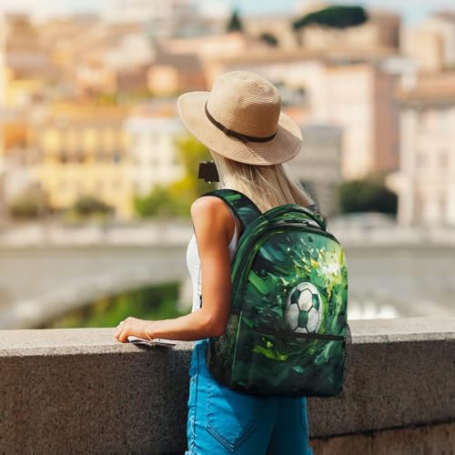 Green Paint Splashes Soccer Kids Backpack, Lightweight School Bookbag Large Capacity Laptop Backpack Water Resistant Daypack Shoulder Bag for Teenager Boys Girls4