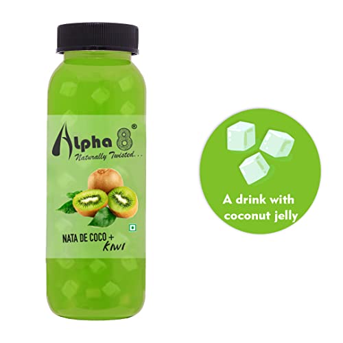 Image of ALPHA 8 FRUIT Juice with NATA De Coco Coconut Cubes Natural Energizer & Immunity Booster, Healthy Juice, High Fiber, Real Natural Taste(Kiwi Juice, Pack of 24)