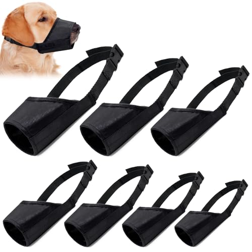 Coppthinktu Dog Muzzle Suit - 7PCS Adjustable Muzzles for Small to Large Dogs, Soft Comfortable...
