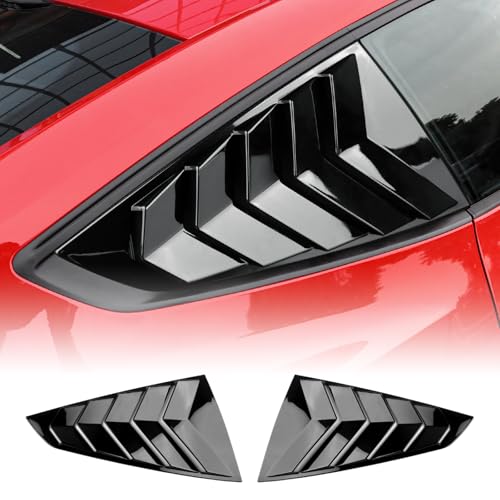 KUNGKIC for 2024 2025 Mustang Rear Side Window Louvers Air Vent Scoop Louvers Window Scoop Louvers Covers ABS Sun Rain Shade Vent Sport Style Cool Exterior Decoration ABS (Black)