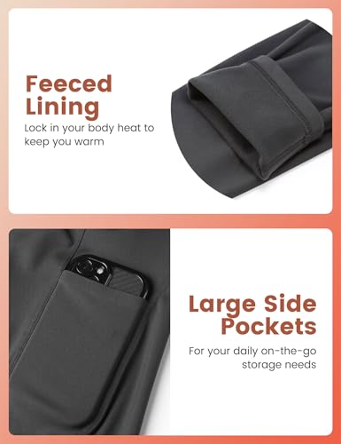 Fleece Lined Leggings for Women with Pockets, Tummy Control High Waisted Plus Size Compression Yoga Pants(S-3XL)3
