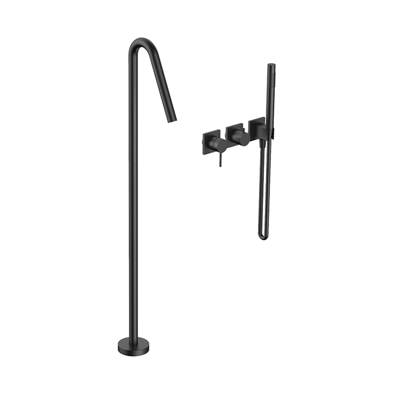 HADECOLL Freestanding Bath Taps Bath Shower Mixer Tap Hot And Cold Concealed Wall Mounted Brass, Black