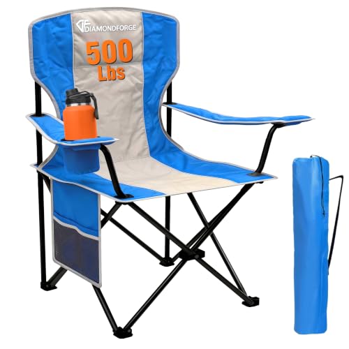 Silla DIAMONDFORGE CCOS5BBG-1 Camping plegable con respaldo alto para 500 libras, Gris Azul