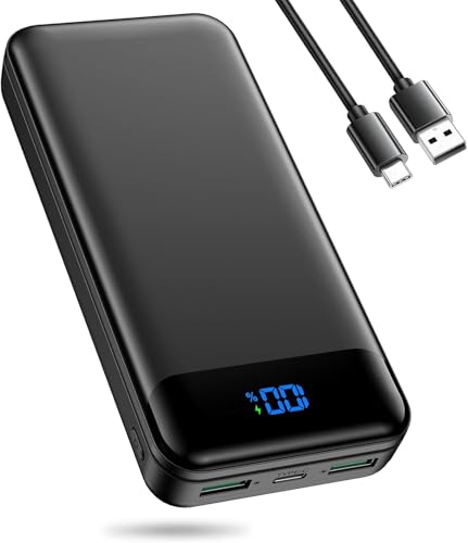 Enerwow Power Bank, 27000mAh PowerBank mit PD3.0 & QC4.0 Schnellladung, USB C (IN & Out) Externer Handy Akku mit LED Anzeige, Portable Ladegerät für iPhone, Tablet, Smartphone