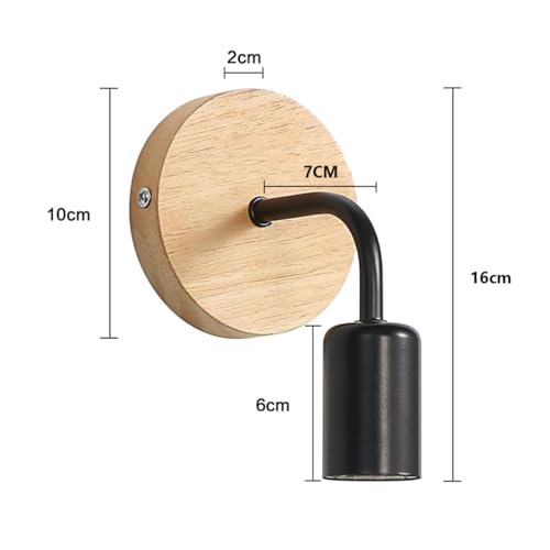Lámpara de pared E27 con base de madera maciza decorativa pack de 4 6