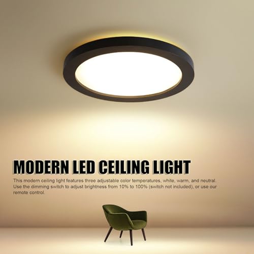 Plafonnier LED intensité variable télécommande salon moderne - 7