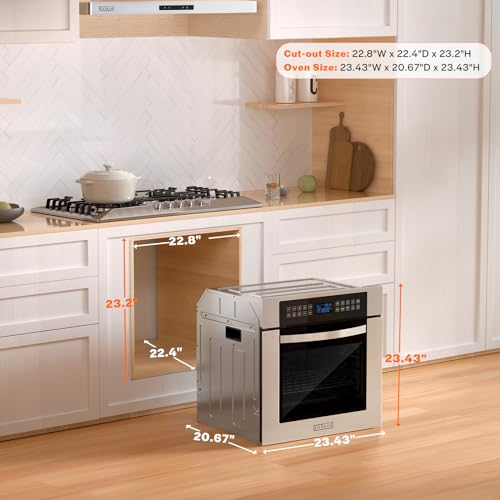 Empava 24" Electric Single Wall Oven Under Counter Built-in Wall Oven with 10 Cooking Functions, in stainless steel