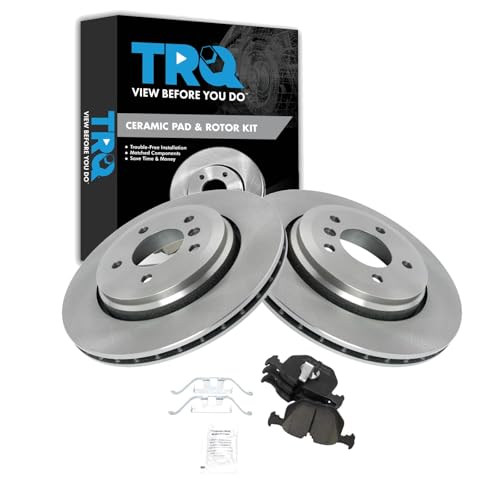 Image of TRQ Rear Brake Pad and Rotor Set Ceramic Compatible with 2001-2006 BMW 330Ci 2001-2005 330i 330xi
