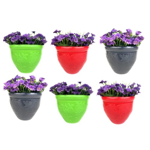 Image of Go Hooked Plastic Planter Pots Set of 6 | Multicolor Flower Pots Perfect for Home, Office & Garden Decor | Victory Small Pot 8 Inch for Indoor & Outdoor Plants | Durable, Lightweight & Modern Design