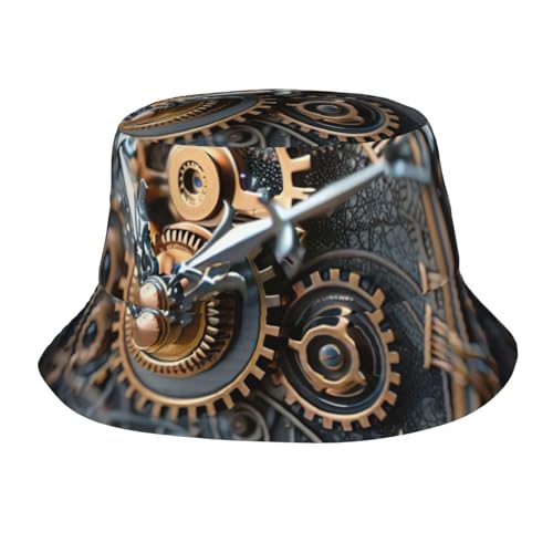 Sombrero de pescador con estampado de equipo de reloj, sombrero de sol moderno para playa, golf, pesca, vacaciones al aire libre para hombres y mujeres, negro, talla única, Negro, talla única