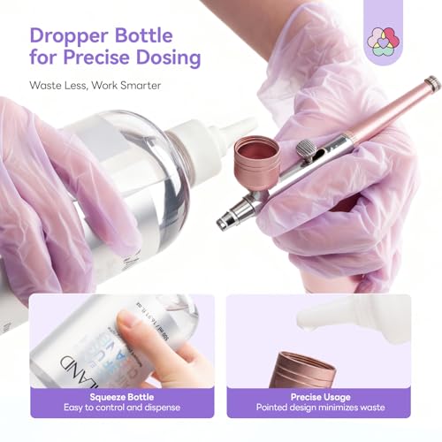 SAVILAND 500ML Airbrush Cleaner: 10s Instant Cleaning Makeup Brush Ceaner Large Capacity Odor Free Precision Bottle for Water-Based Acrylic Paint Airbrush Gel Nail Polish Clog Removal Salon - Thumbnail 5