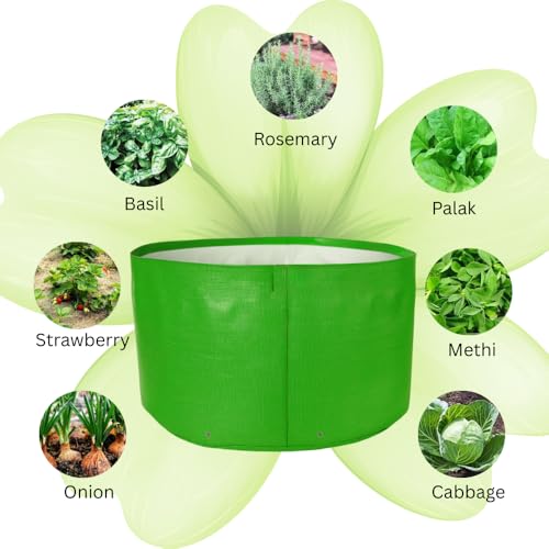 Image of HDPE UV Treated 340 GSM Plant Growing Bags for Terrace Gardening Easy to Use 18 x 09 Inch - Pack of 5