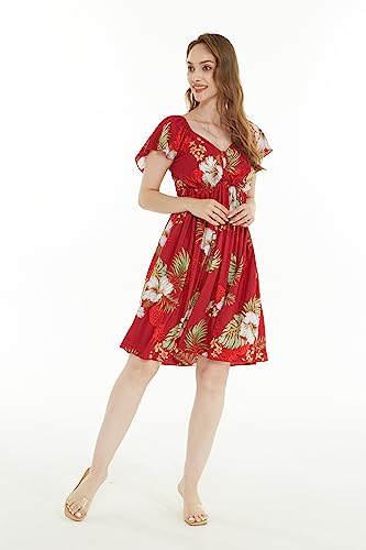 Image of Matchable Family Hawaiian Luau Men Women Girl Boy Clothes in Pineapple Garden Burgundy