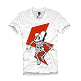 E1SYNDICATE V-Neck T Shirt Mickey Rat Dead Mouse Zombie X-Large White