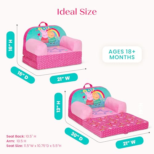 Image of Delta Children - Peppa Pig Cozee Buddy Flip-Out Kids Chair - Greenguard Gold Certified, Pink