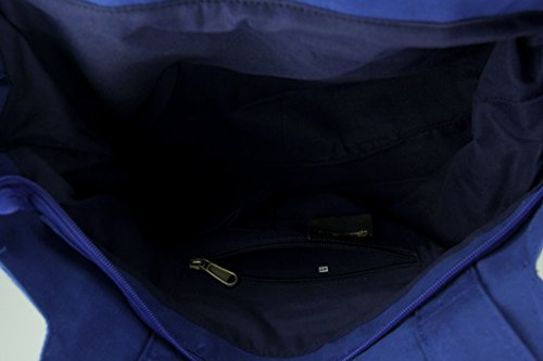 Bolso Tote Azul Índigo Grande con Corte de Gatos miniatura 3