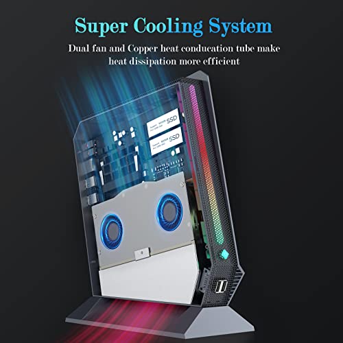 Mini Gaming Pc, Intel I9-9880H(Up To 4.8Ghz) 8C/16T Gtx1650 Nvidia Mini Pc 32Gb Ddr4 1Tb Nvme Ssd Rgb Lights Mini Desktop Computer Windows 11 Pro, 2X Hdmi Type-C Wifi 6 Bt 5.2, 6X Usb Ports #TOP5