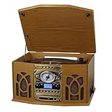 Studebaker SB6065 Nostalgic Wooden Turntable, CD with Recording, Cassette Player, AM/FM Stereo Radio