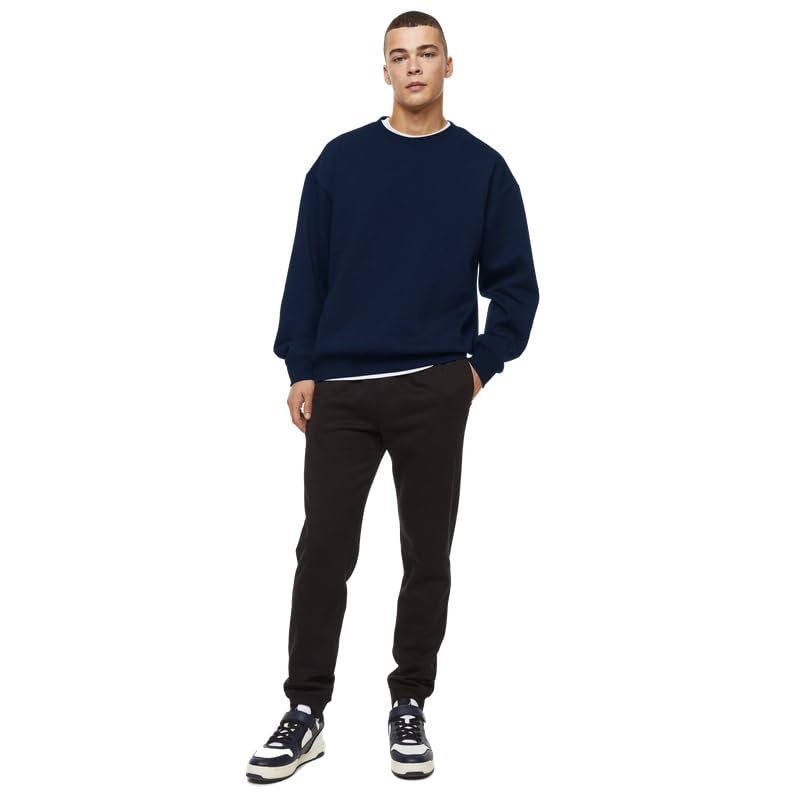 Image of DROBE Cotton Blend Round Neck Solid Sweatshirt for Men