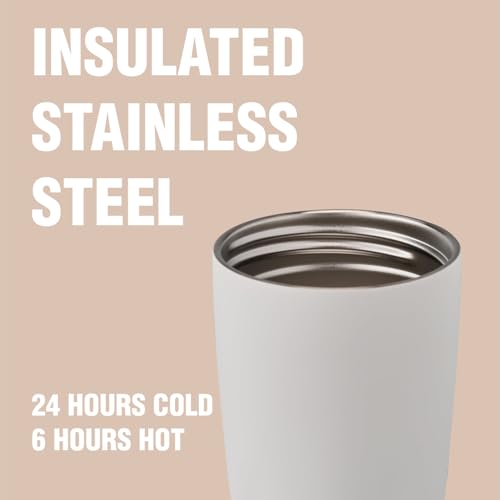 Image of Lyrovo Insulated Coffee Mug with Lid for Office & Travel | Reusable Double Walled Coffee Mug for Men & Women | Hot & Cold Beverage Cup (No Handle, Vanilla Bean)