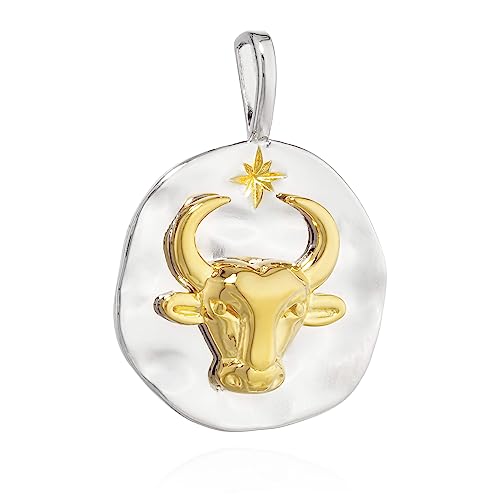 NKlaus 17mm Kettenanhänger Sternzeichen Stier 925 Silber Zodiac gold weiß Astrologie 13976