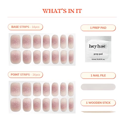 Heyhae Tiras de unhas de gel semicuradas | Envoltórios de unhas de gel curado pelo sol sem necessida