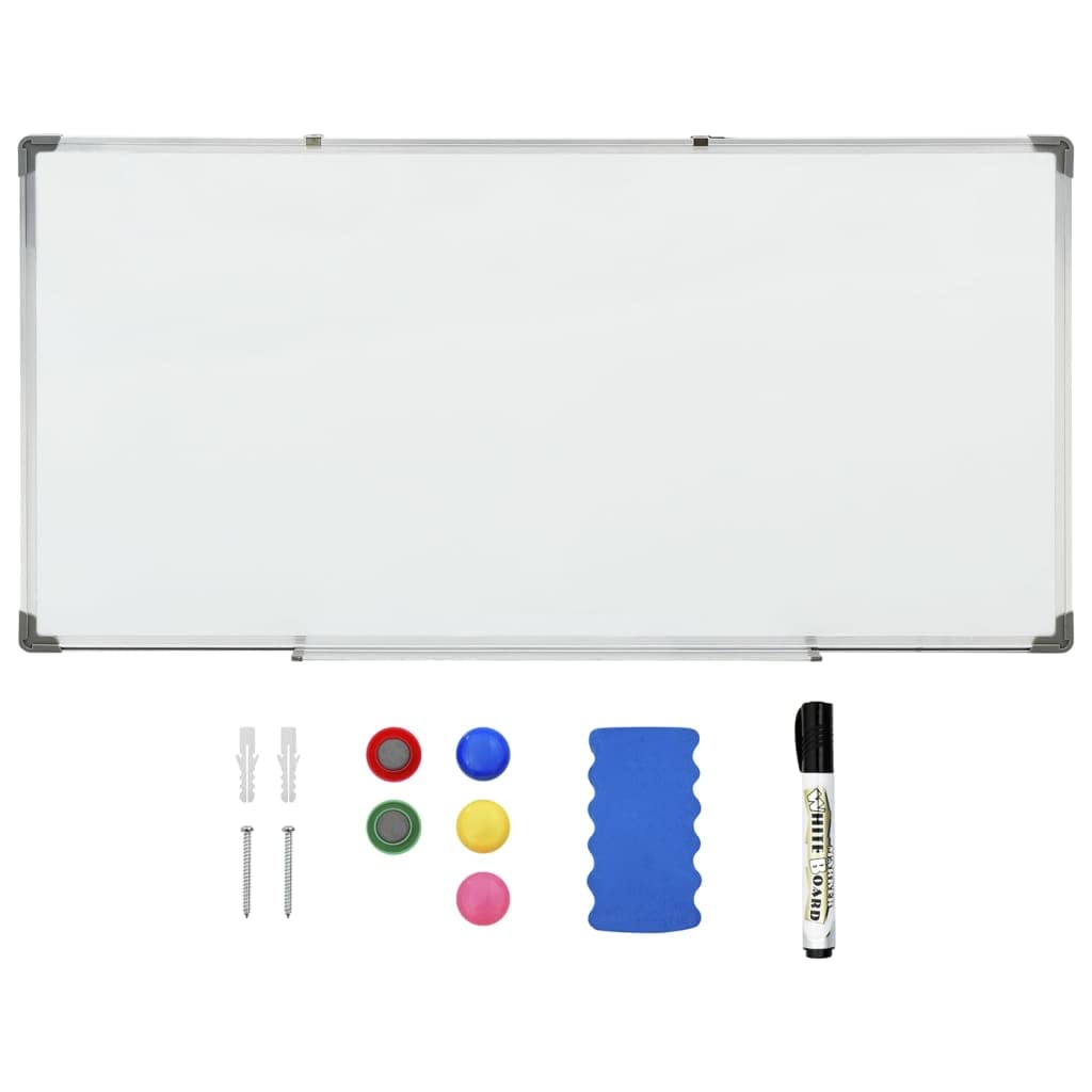 Magnetisches Whiteboard 110x60 cm, Memoboard mit Stahloberfläche, Wandtafel für Büro und Zuhause inklusive Stift, Magneten und Tafelwischer