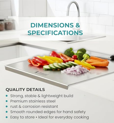 Image of Btop Stainless Steel Chopping Board, Corrosion Resistant, Waterproof, Rust-Proof, Professional Kitchen Equipment (Steel Countertop Big Chopping Board)