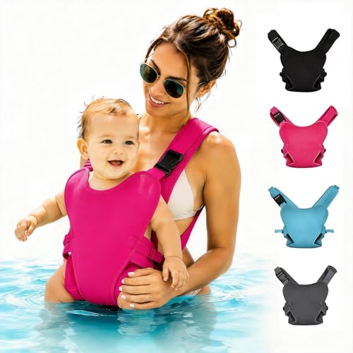 Water Baby Carrier for Swimming Ergonomic Waterproof Infant Chest Holder for Newborn Toddlers with Adjustable Straps Lightweight Neoprene Baby Sling for Pool Beach Bath (Rose red)