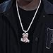 HELLOICE Micro Pave Evil Bear 3D Cartoon Evil Bear Pendant Necklace for Women Men Iced Out CZ Hip Hop Animal Pendant Necklace with 3mm 24