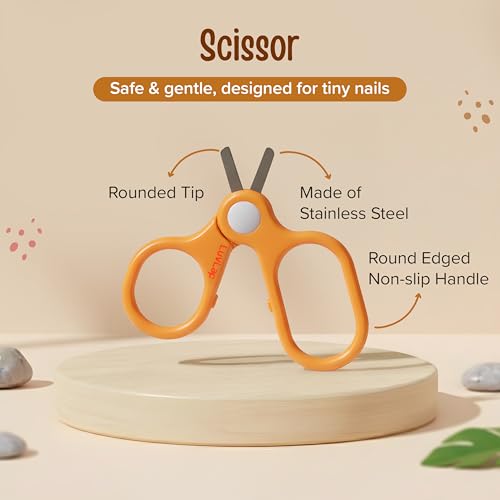 Image of LuvLap 4 in 1 Baby Grooming Set with Cute Case, Baby Manicure Set with Nail Scissors, Nail Clipper, Nail File & Tweezers, Grooming Kit for New Born & Toddler, BPA Free, Compact & Easy to Carry, 0m+