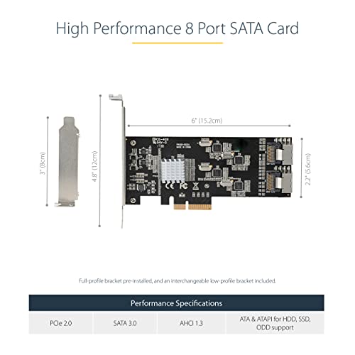 Image of StarTech 8-Port SATA III PCIe Card, 6Gbps, Non-RAID (8P6G-PCIE-SATA-CARD)