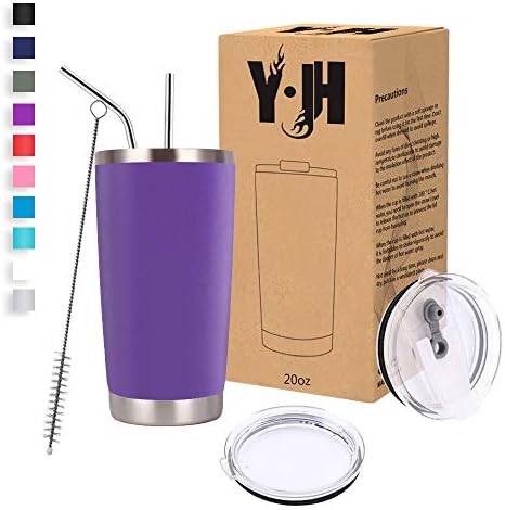 Y·J&H 30oz (850ml) Travel Tumbler Double Wall Vacuum Insulated Coffee Mug Stainless Steel Coffee Cup with 2 Splash Proof Lid, 2 Straws & Free Cleaning Brush, BPA Free - Turquoise