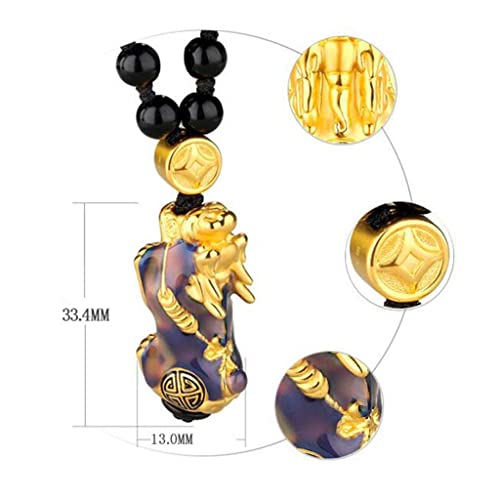 2Pcs Feng Shui Prosperidade Obsidiana Pixiu Banhado A Ouro Liga Pulseira Jóias Presente