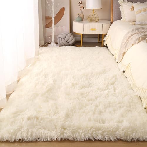 Tapis shaggy blanc cassé antidérapant 105x365 tapis de salon - 2