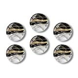 Glass Refrigerator Magnet 6Pcs Magnetic Fridge Sticker,Decor for Kitchen,Whiteboard, Cabinet,Black Golden Marble